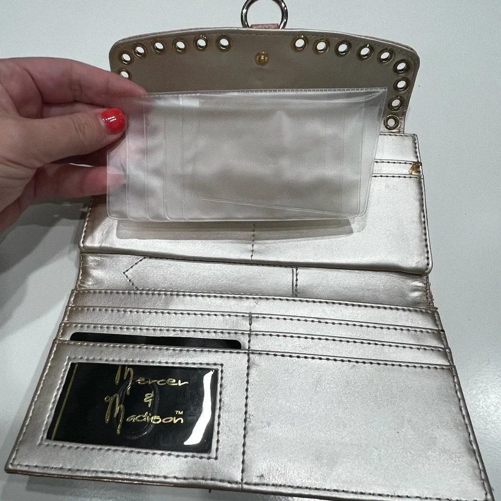 Mercer & Madison Blush Metallic Wallet Clutch with Gold Grommets - Picture 5 of 12
